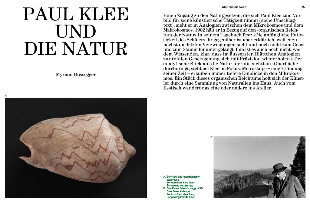 Seite aus dem Magazin "alles wächst" zu Paul Klees Verständnis von Natur und ihrer Verbindung zur Kunst.