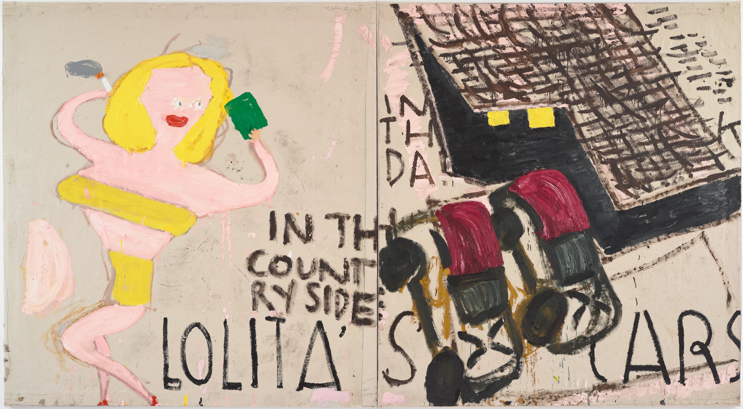 Werk Lolitas House and Two Cars von Rose Wylie
