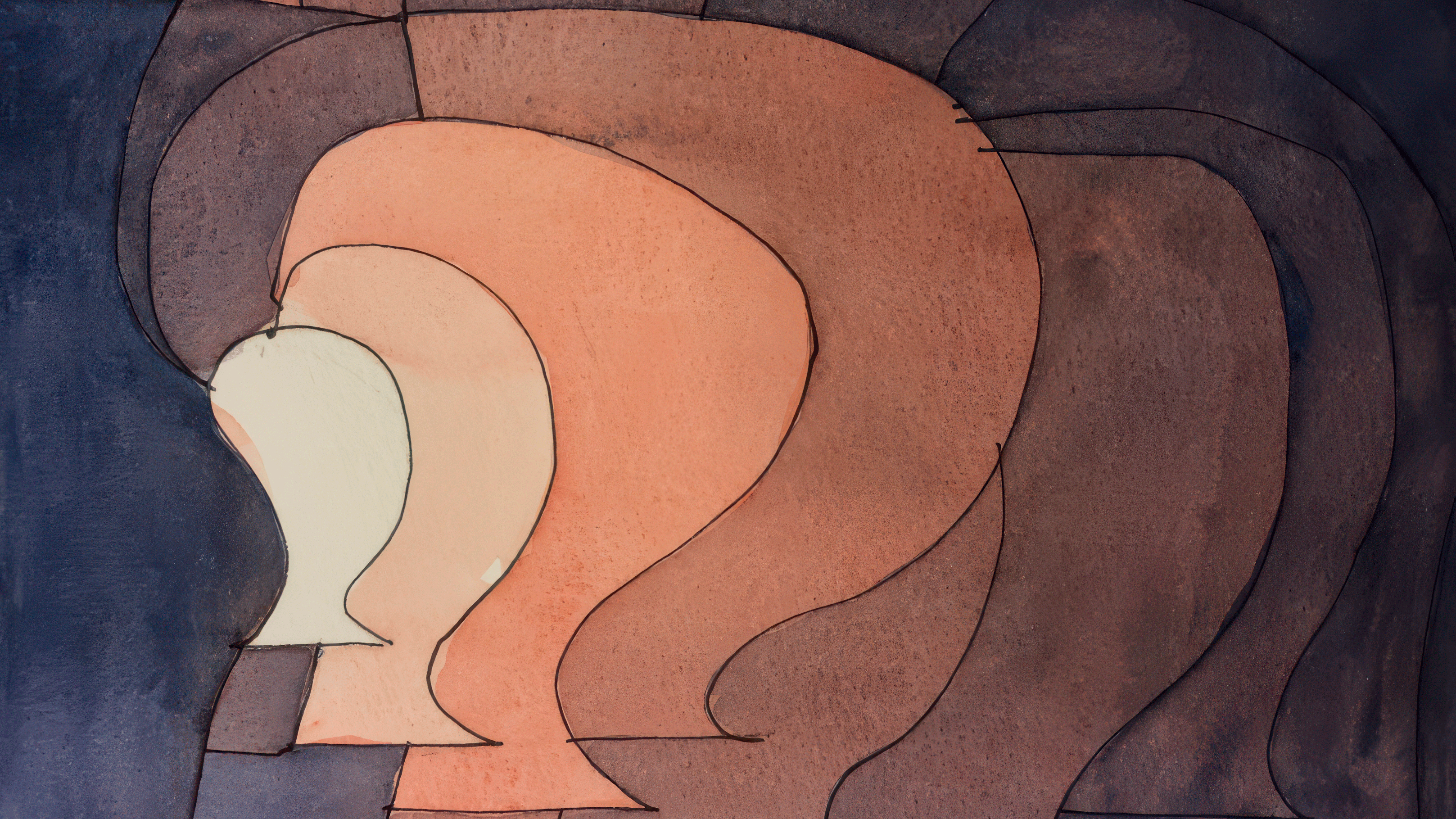 Ein Aquarell mit runden Flächen aus Farbnuancen und Schattierungen