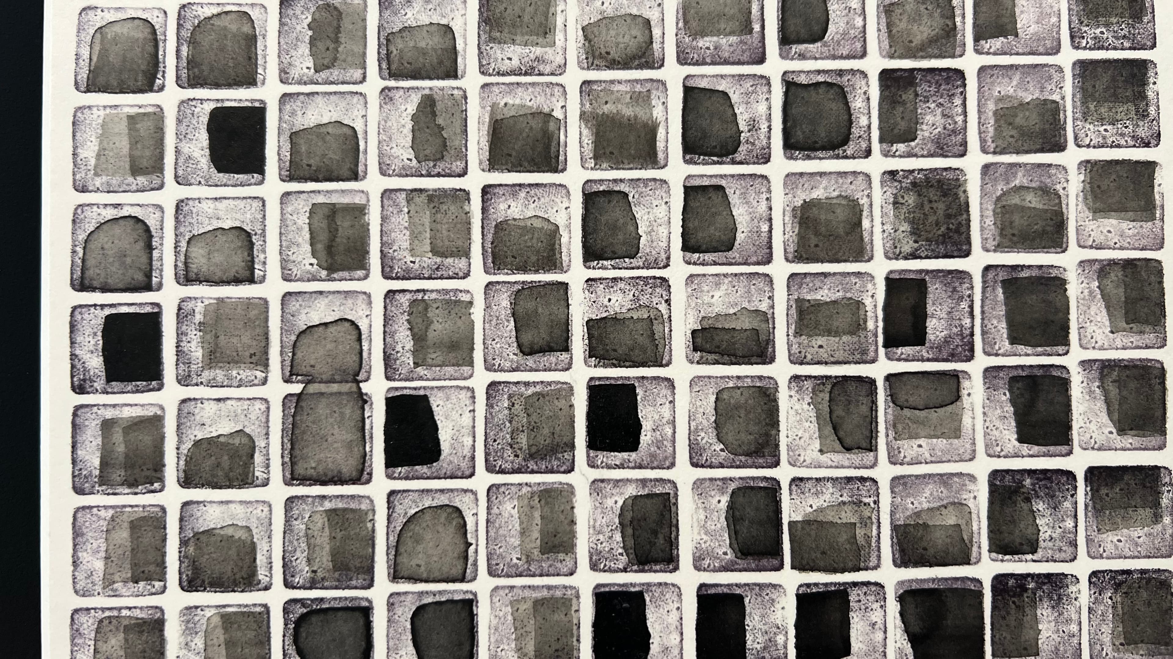 Ein gestaltetes Kunstwerk in Schwarz, Weiss und Grautönen.