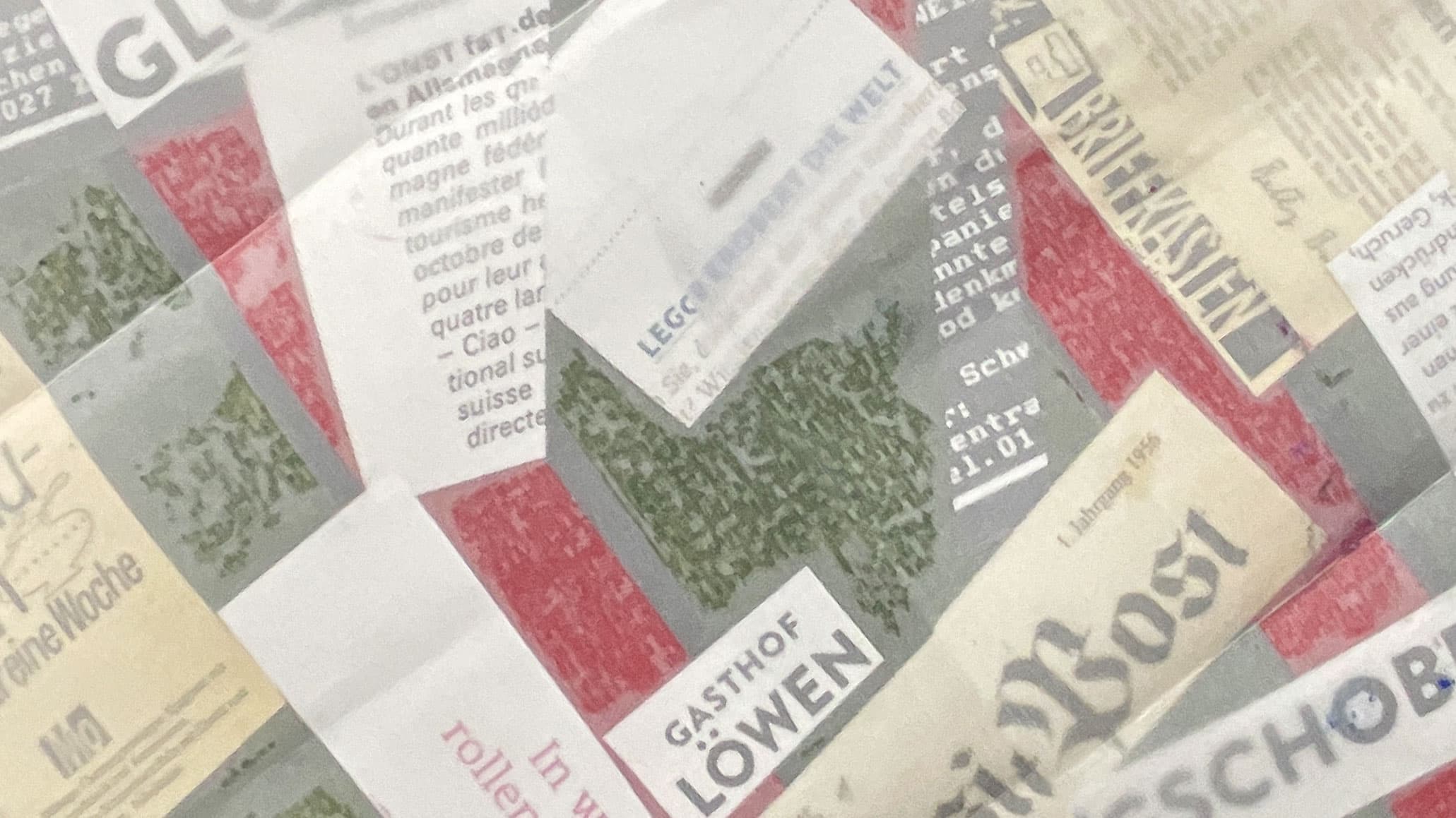 Eine Collage aus Zeitungsausschnitten.